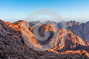 Sunrise over Mount Sinai, view from Mount Moses