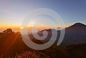 Sunrise over mountains and beautiful clouds