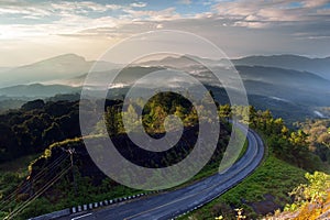 Sunrise over the mountains at Doi Inthanon