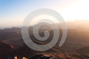 Sunrise over the mountains of Sinai