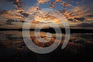 Sunrise over Nine Mile Pond in Everglades National Park, Florida.