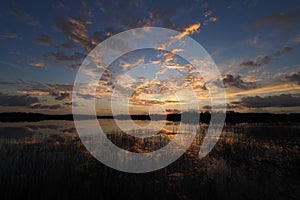 Sunrise over Nine Mile Pond in Everglades National Park, Florida.