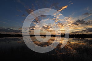 Sunrise over Nine Mile Pond in Everglades National Park, Florida.