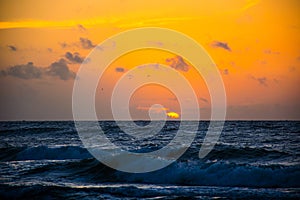 Sunrise Over the Ocean Padre Island Texas Waves Crashing photo