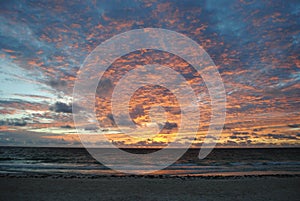 Sunrise over the ocean in Tulum, Mexico