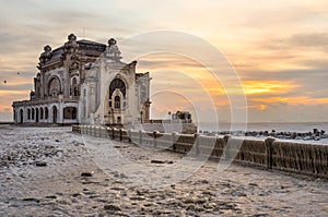 Sunrise over an old casino