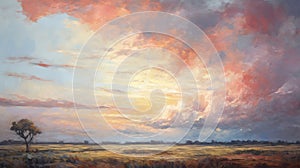 Sunrise Over Plain Field: Lilia Alvarado Inspired Weathercore Painting photo