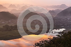 Sunrise over Puzhehei in Yunnan - China