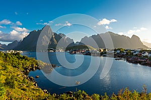 Sunrise over the Reinefjorden,  Lofoten Islands, Norway