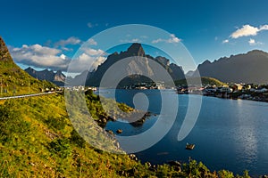 Sunrise over the Reinefjorden,  Lofoten Islands, Norway