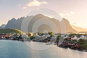 Sunrise over the Reinefjorden,  Lofoten Islands, Norway