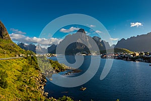 Sunrise over the Reinefjorden,  Lofoten Islands, Norway