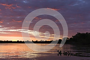 Sunrise over River in the Brasil Pantanal photo