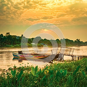 Sunrise over the river Kwai, Kanchanaburi, Thailand