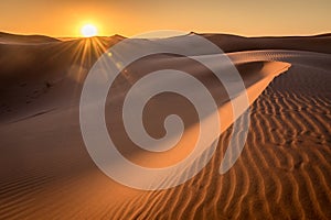 Sunrise over the Sahara Dunes, Merzouga, Morocco photo