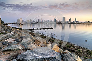 Sunrise over San Diego, California from Coronado Island