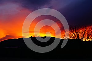 A sunrise over the Sandia mountains in New Mexico