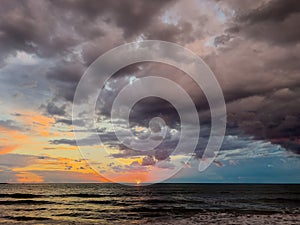 Sunrise over the sea and beautiful cloudscape.