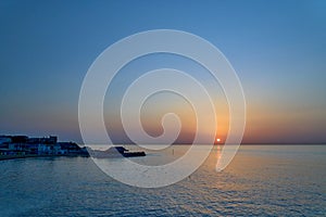 Sunrise over the sea off of the coast of Broadstairs in Thanet, Kent