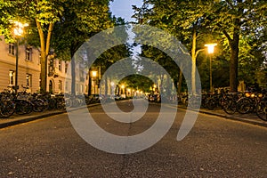 Sunrise over Street Across from Karlsruhe Train Station Lamps Da