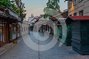 Sunrise over a Street in the old town of Sarajevo, Bosnia and He