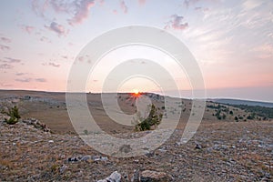 Sunrise over Teacup Canyon / Bowl on Sykes Ridge in the Pryor Mountains on the Wyoming Montana border - USA