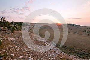 Sunrise over Teacup Canyon / Bowl on Sykes Ridge in the Pryor Mountains on the Wyoming Montana border - USA