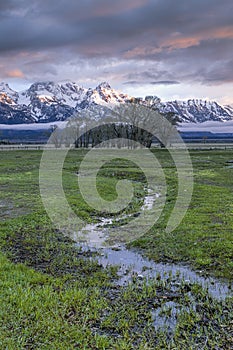 Sunrise over the Teton valley