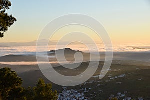 Sunrise over Tolox in the Sierra de las Nieves, Spain