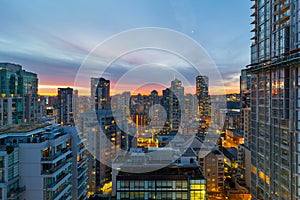 Sunrise over Vancouver BC Residential Cityscape at Dawn