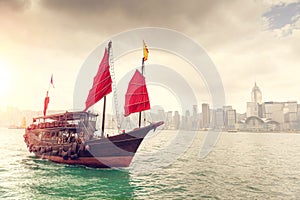 Sunrise Over Victoria Harbour in Hong Kong