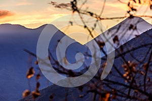 Sunrise over volcanoes at Lake Atitlan, Guatemala