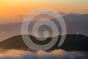 Sunrise over the World Peace Pagoda Nepal