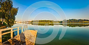 Sunrise over Xuan Huong Lake, Dalat, Vietnam. Panorama