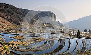 Sunrise over YuanYang rice terraces in Yunnan, China, one of the latest UNESCO World Heritage Sites