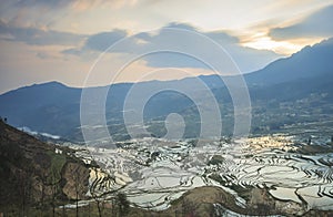 Sunrise over YuanYang rice terraces in Yunnan, China, one of the latest UNESCO World Heritage Sites