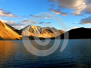 Sunrise Pangong in Ladakh photo