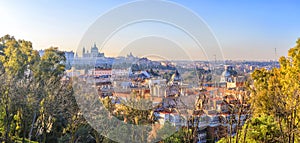 Sunrise panorama of Madrid with Royal Palace and Almudena Cathe