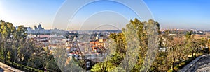 Sunrise panorama of Madrid with Royal Palace and Almudena Cathe