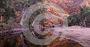 a sunrise panorama in shot of in ormiston gorge in tjoritja-west macdonnell national park of the northern territory