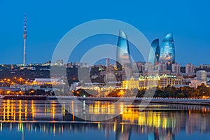 Sunrise panorama view of Baku in Azerbaijan