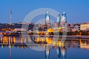 Sunrise panorama view of Baku in Azerbaijan