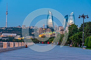 Sunrise panorama view of Baku in Azerbaijan