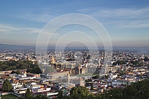 sunrise, panoramic view of the city of San andres Cholula Puebla