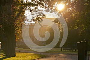 Sunrise in Parc du Cinquantenaire, an amazing park from the biggest city Belgium