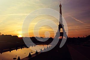 Sunrise in Paris with Eiffel Tower