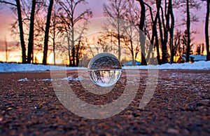 Sunrise Park Through A Lensball
