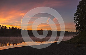 Sunrise at the Pechora river