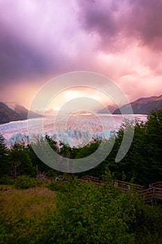 Sunrise in Perito Moreno Glacier in Patagonia Argentina city of El Calafate