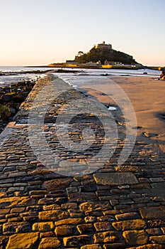 Sunrise photo of Saint Michael`s Mount in Cornwall, England